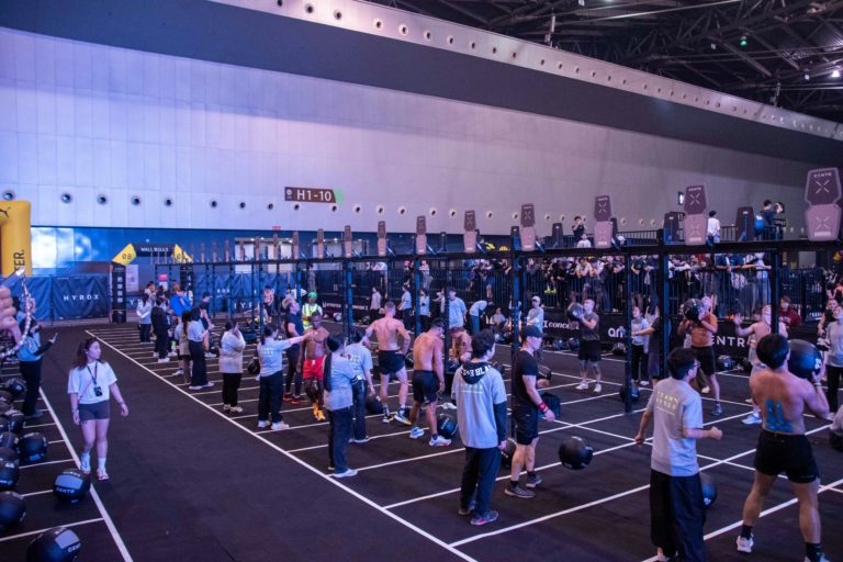 athletes in a large gym